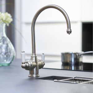 Oberon Sink Mixer with U-Spout Pewter - LPS Kitchens and Interiors